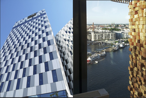 View of port from the 16th floor of Clarion hotel, one of the tallest buildings in the city