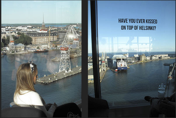 View of port from the 16th floor of Clarion hotel, one of the tallest buildings in the city