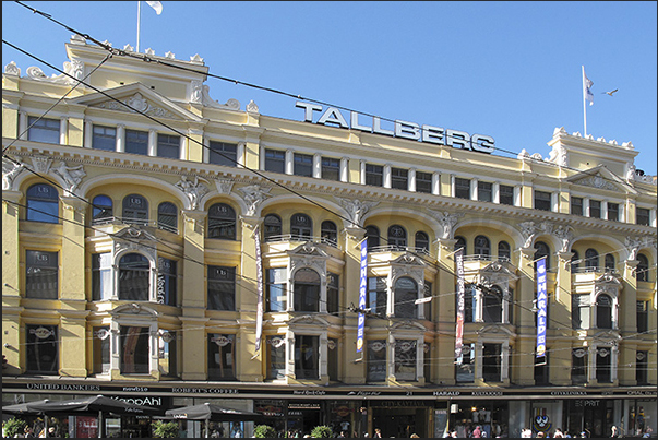 Palaces on avenue Aleksanterinkatu, one of the most important avenues of the city, near the Stockmann shopping center