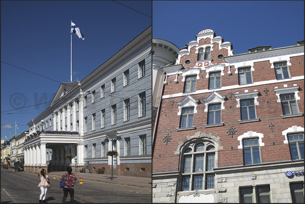 Neoclassical buildings (the town hall on the left)