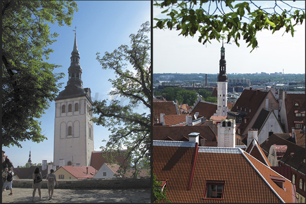 From the viewpoint above the old city, the bell towers of the churches of San Nicola (left) and of the Holy Spirit