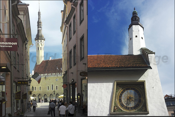 Town hall square and, in the background, the Lutheran church of the Holy Spirit