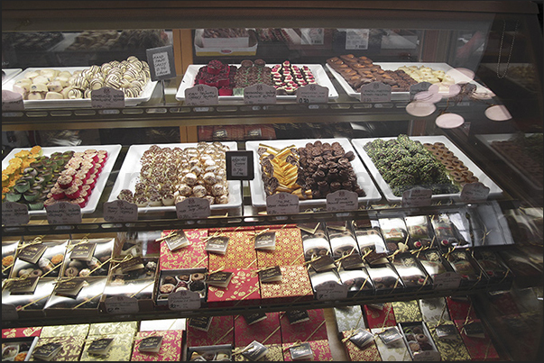 Maiasmokk, the oldest cafe in Tallinn with a display of chocolate and marzipan sweets Maiasmokk, the oldest cafe in Tallinn with a display of chocolate and marzipan sweets