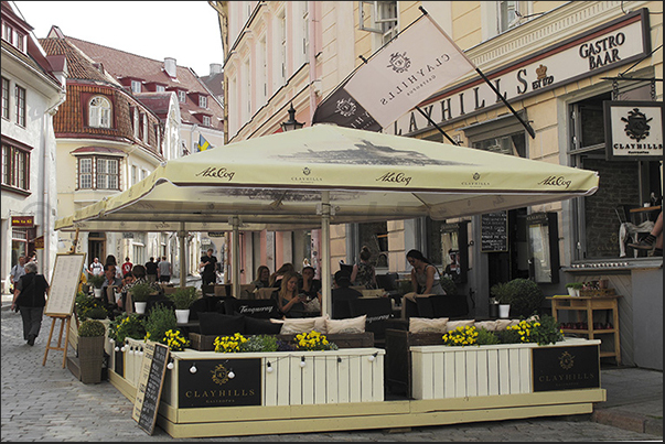 Ancient buildings with shops and restaurants in the historic center