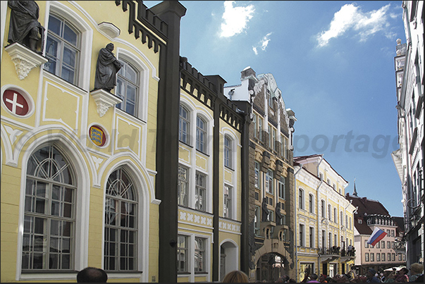 Ancient buildings with shops and restaurants in the historic center