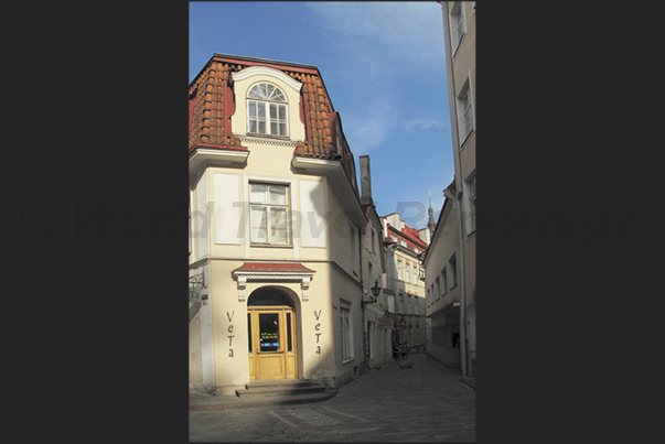 Ancient buildings with shops and restaurants in the historic center