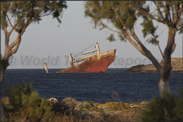 Wreck of the merchant ship Nordland shipwrecked on the coast of island of Prasonisi in front of the village of Dhiakofti Wreck of the merchant ship Nordland shipwrecked on the coast of island of Prasonisi in front of the village of Dhiakofti