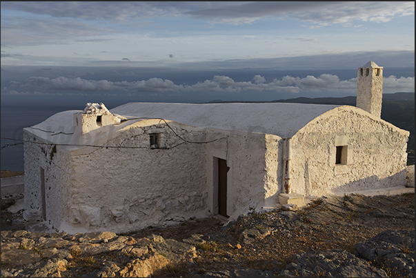 Monastery Al Giorghis Vouno (330 m) on the mountains above the village of Avlemonas