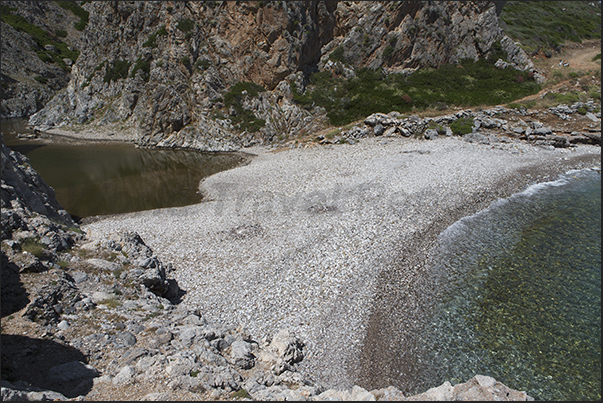 Entrance of Kakia Lagadha Canyon that leads to the ruins of the castle of Paleochora. East Coast near Aghia Pelagia