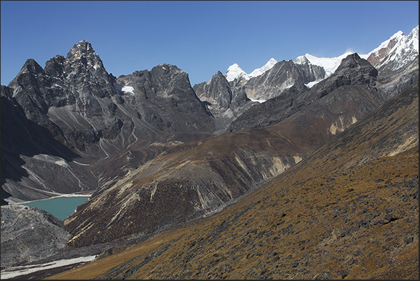 Chola Tsho lake (4590 m) in the valley leading to Lobuche