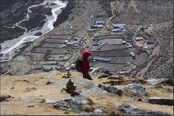 Return after acclimatization day at the village of Dingboche Return after acclimatization day at the village of Dingboche