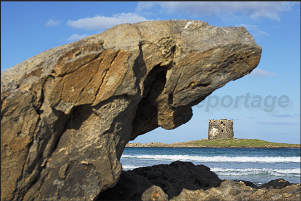 Stintino. The Aragonese tower, built in 1578, called Pelosa Tower