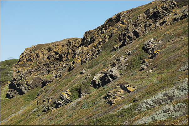 The plateau of Nurra between Stintino and Argentiera, ends in the sea with steep rocky cliffs The plateau of Nurra between Stintino and Argentiera, ends in the sea with steep rocky cliffs