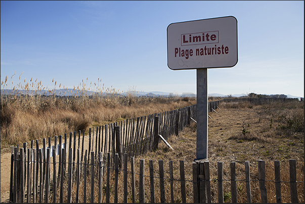 Area dedicated to nudism. In front of the old salt pans of Hyeres and near the port of Porthuau Area dedicated to nudism. In front of the old salt pans of Hyeres and near the port of Porthuau