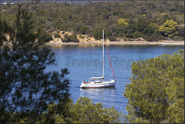 Léoube Bay between La Londe and Cabasson anchorage area and bay frequented by nautical tourism Léoube Bay between La Londe and Cabasson anchorage area and bay frequented by nautical tourism