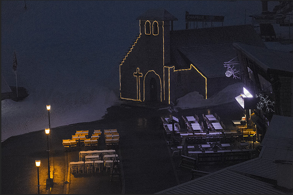 La Mongie. The ancient church