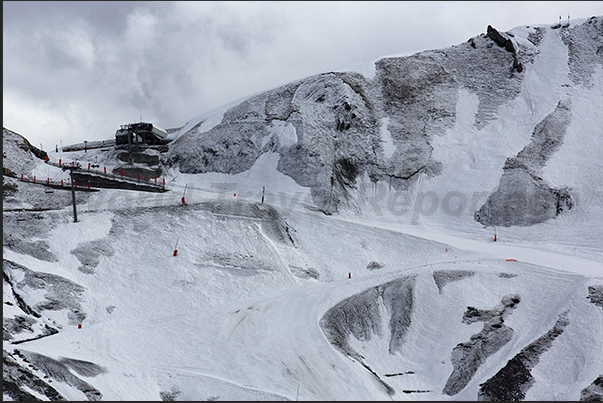 Tourmalet Pass (2106 m) from the valley of Bareges village