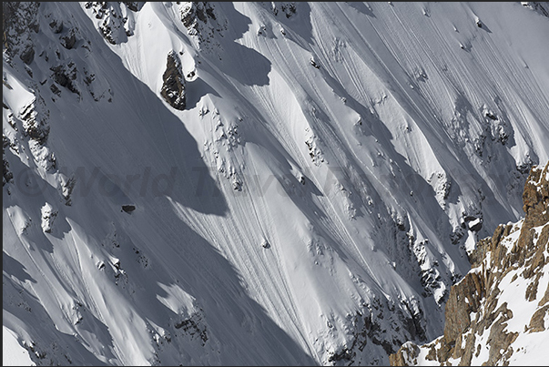 The steep mountain walls in front of Pic du Midi de Bigorre