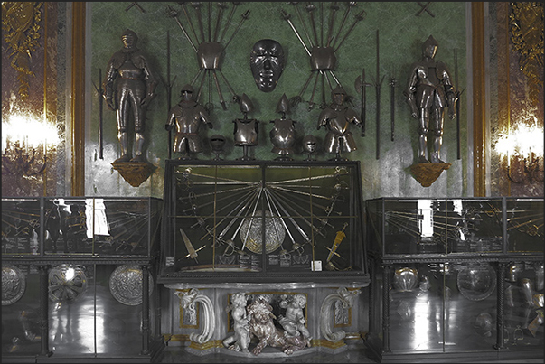 Royal Armoury with medieval weapons of Sixteenth and Seventeenth Century. Armors of the Sabaudian Sovereigns
