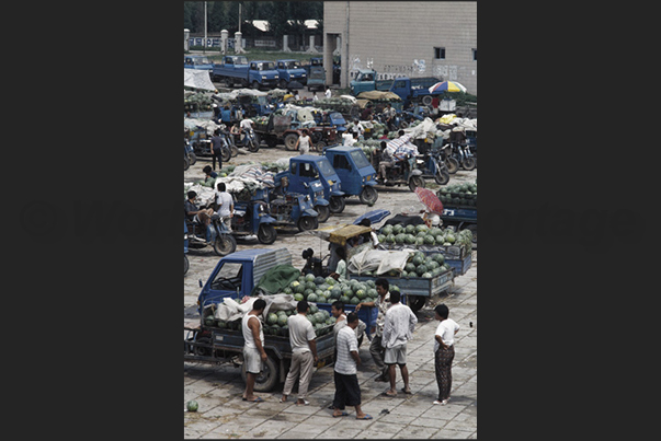 Tianjin Village. The watermelons market