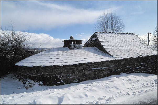 Village of Sainte Lucie, headquarters of Gevaudan wolf park. The great bread oven of the village