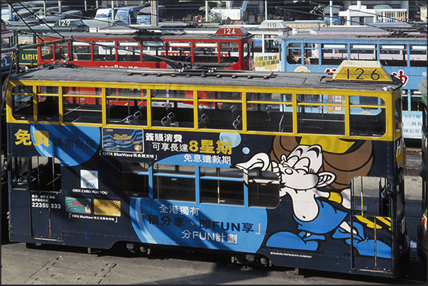 Deposit of the colorful Ding-dings, the historic trams icon of the town Deposit of the colorful Ding-dings, the historic trams icon of the town