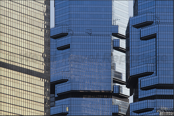 The futuristic architecture of the city, seen from the tram windows The futuristic architecture of the city, seen from the tram windows