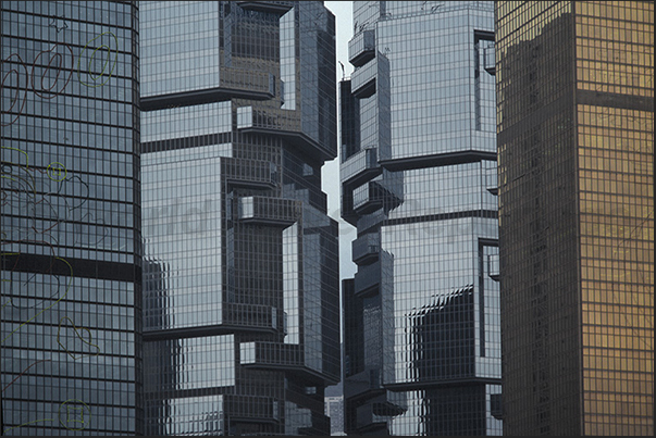 The futuristic architecture of the city, seen from the tram windows