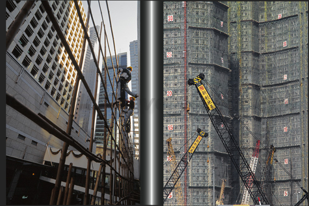 Thanks to the slow movement of the trams, you can see glimpses of daily life such as bamboo scaffolding Thanks to the slow movement of the trams, you can see glimpses of daily life such as bamboo scaffolding