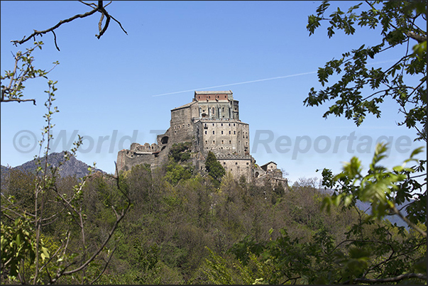 Abbey of San Michele: the gues-quarters on the base, the monastery in the center and the church on the top