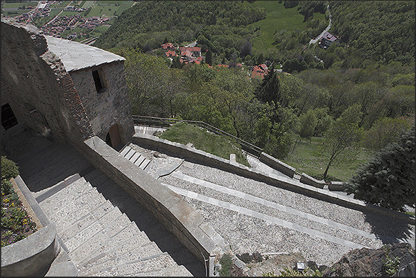 The access stairway to the abbey of Sacra di San Michele The access stairway to the abbey of Sacra di San Michele