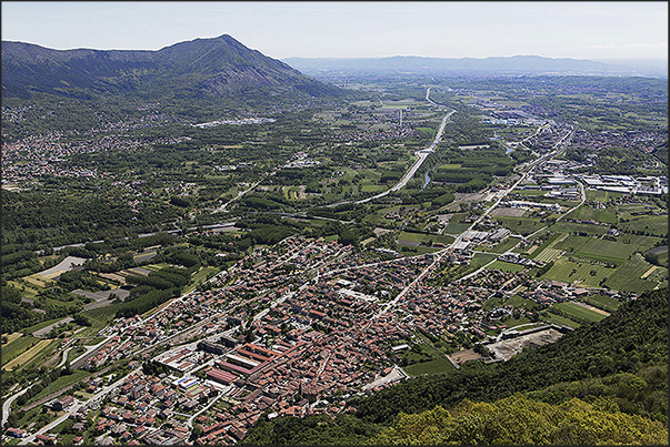 Entrance to the Susa Valley with the hills of Turin on the horizon and the village of San Ambrogio (below)