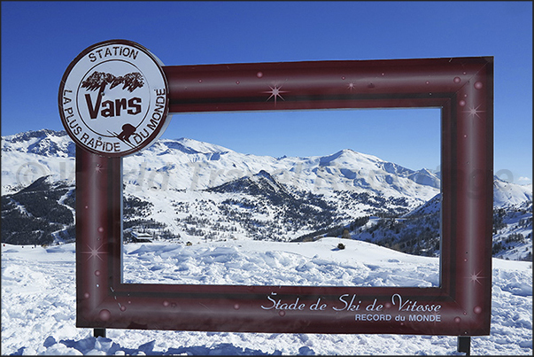 The mountains above the villages of Sainte Marie and Sainte Catherine at the arrival of Peyrol chairlift (La Mayt peak 2580 m)