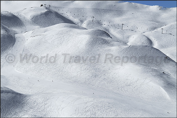 The high slopes on the mountain side of the village of Risoul