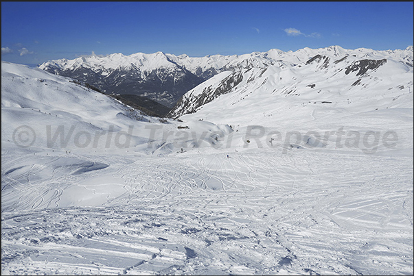 The high slopes on the mountain side of Risoul village The high slopes on the mountain side of Risoul village