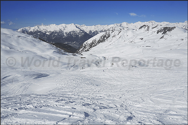 The high slopes on the mountain side of Risoul village