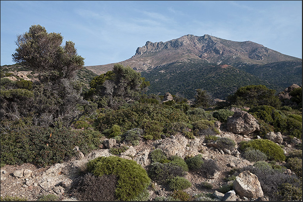 Mountains in the center of Milos seen from the south west coast