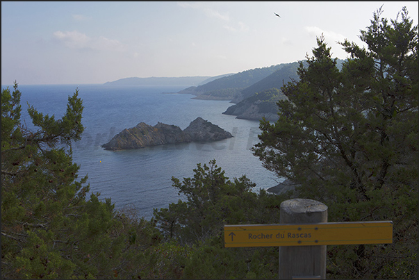 Roches du Rascas in front of the bay de la Palud (north coast)