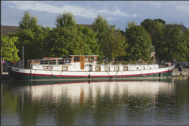 Peniche, typical French river and canal boat once used as transport boat for grain, timber and coal