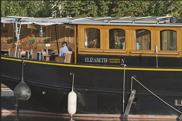 Peniche, typical French river and canal boat once used as transport boat for grain, timber and coal