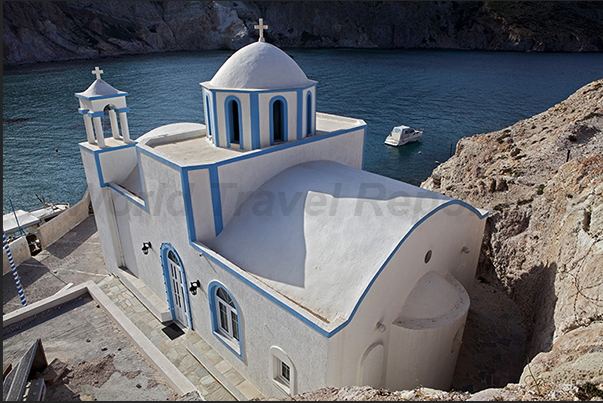 Firopotamos Bay. The church of the small fishermen village Firopotamos Bay. The church of the small fishermen village