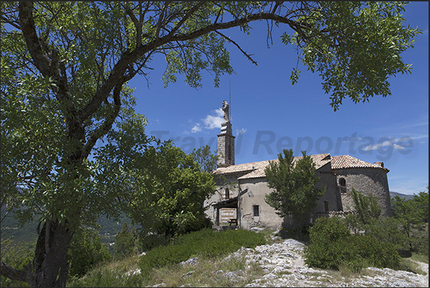 Chapelle de Notre Dame du Roc built on 184 m high rock on the village of Castellane