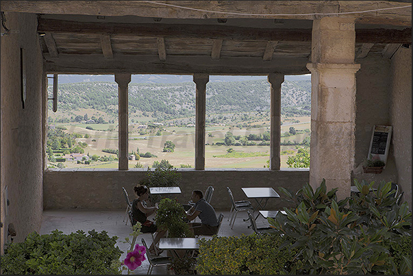 Simiane la Rotonde. On the terrace to taste typical dishes of the Provence cuisine Simiane la Rotonde. On the terrace to taste typical dishes of the Provence cuisine