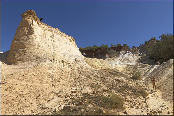 The paths, many kilometers long, reach every part of the canyon between wooded valleys and colorful hills