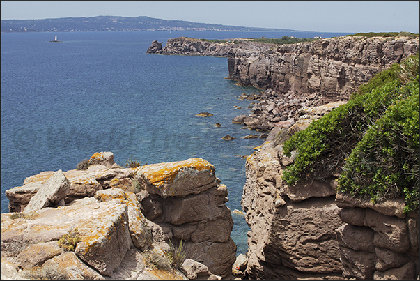 Punta Maggiore cliff, on the horizon, the islands of San Pietro Punta Maggiore cliff, on the horizon, the islands of San Pietro