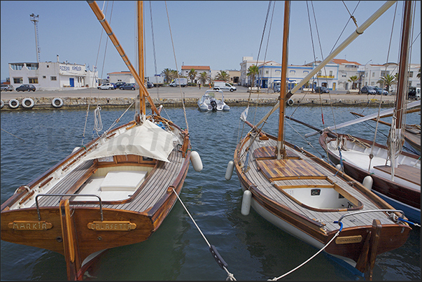 Calasetta Port, the typical Latin sailboats of the island Calasetta Port, the typical Latin sailboats of the island