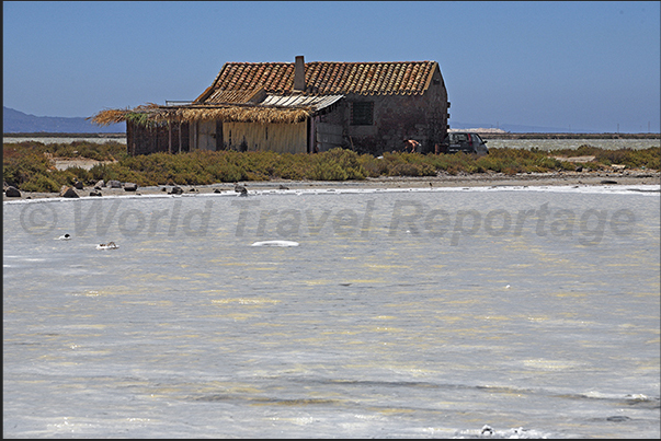 Salt pans in the Gulf of Palmas in front of Saint Antioco island