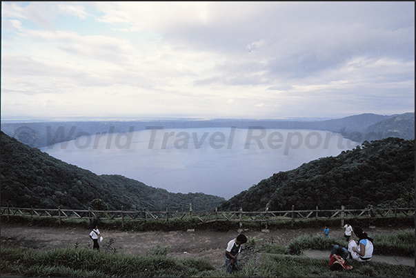 Masaya Volcanic Park. Lake Nicaragua inside an ancient volcano