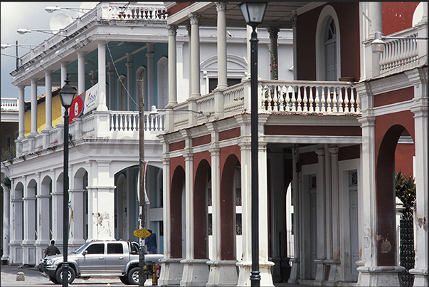 Granada. Colonial architecture in the main square of the town