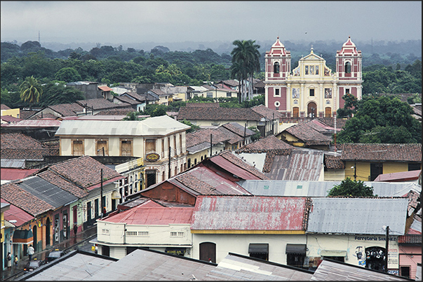 City of Leon, where Somoza was murdered. Panorama of the town with El Calvario church City of Leon, where Somoza was murdered. Panorama of the town with El Calvario church